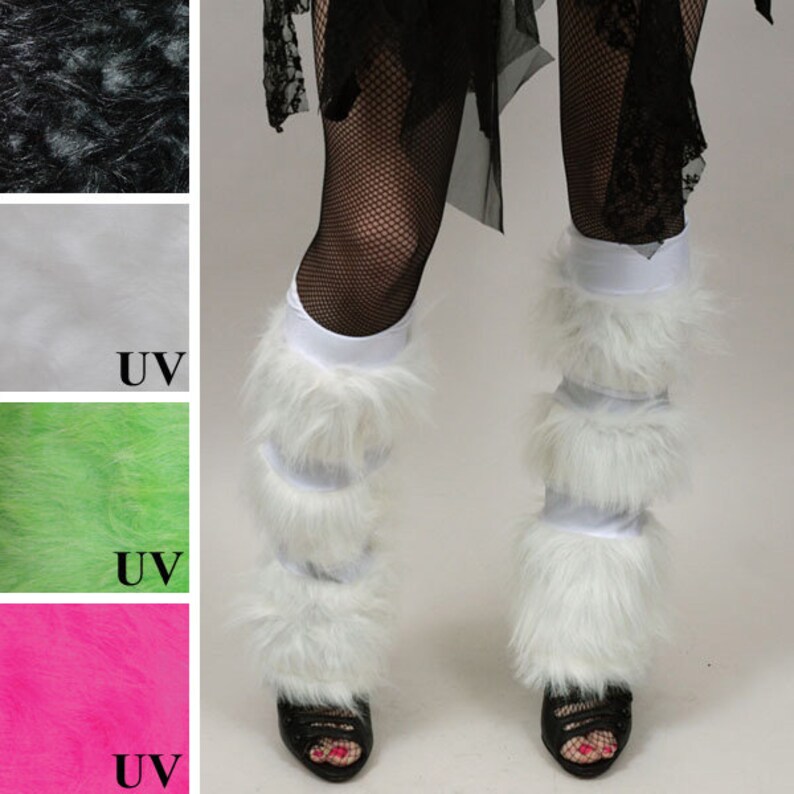 Green Fur Leg Warmers Fuzzy Black Boot Covers Monster Halloween Costume ...
