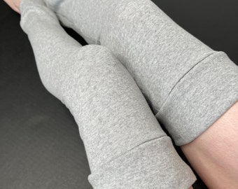 Long Grey Leg Warmers Gray Cotton Leggings Grey Knee Socks Over the Knee Socks Japanese Socks Cozy Winter Socks Leg Covers - TRIXY XCHANGE