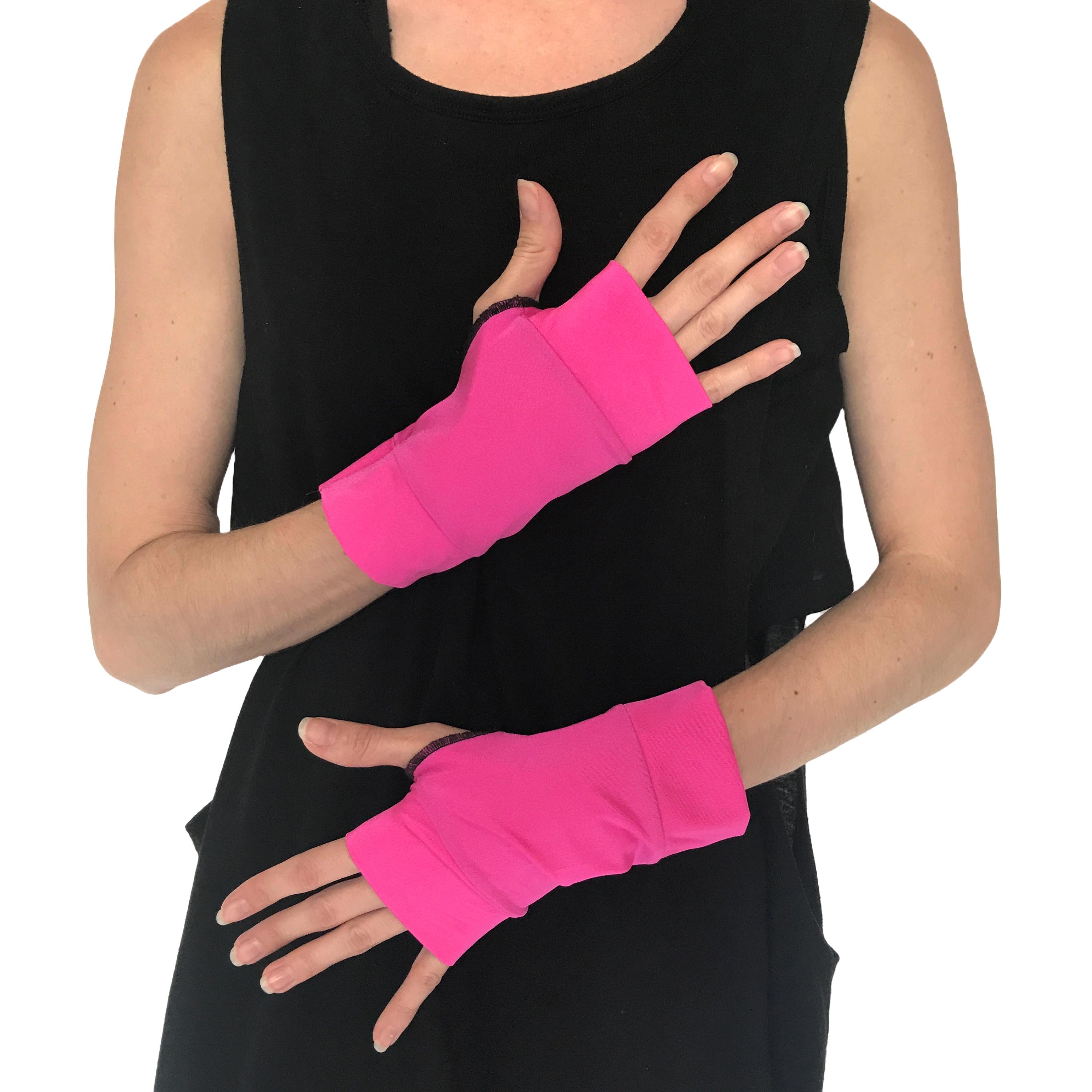 Womens Pirate Costume Cosplay Gloves Pink Stretchy Gloves Black Arm ...