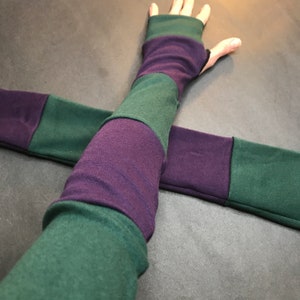 Long Striped Gloves Green Hand Warmers Gray Armwarmers Patchwork Arm Sleeves Sun Protection UV Protection Scar Covers Winter TRIXY XCHANGE