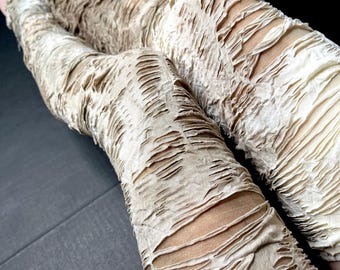 Brown Mummy Leg Warmers Womens Cream Stockings Over the Knee Socks Ripped Thigh Highs Shredded Zombie Costume Ladies Cosplay - TRIXY XCHANGE