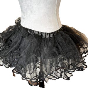 Black Sequin Tutu Mini Skirt Small Medium Ruffle Ballerina Costume Rave Petticoat Ballet Outfit Layered Tulle Festival Clothes TRIXY XCHANGE