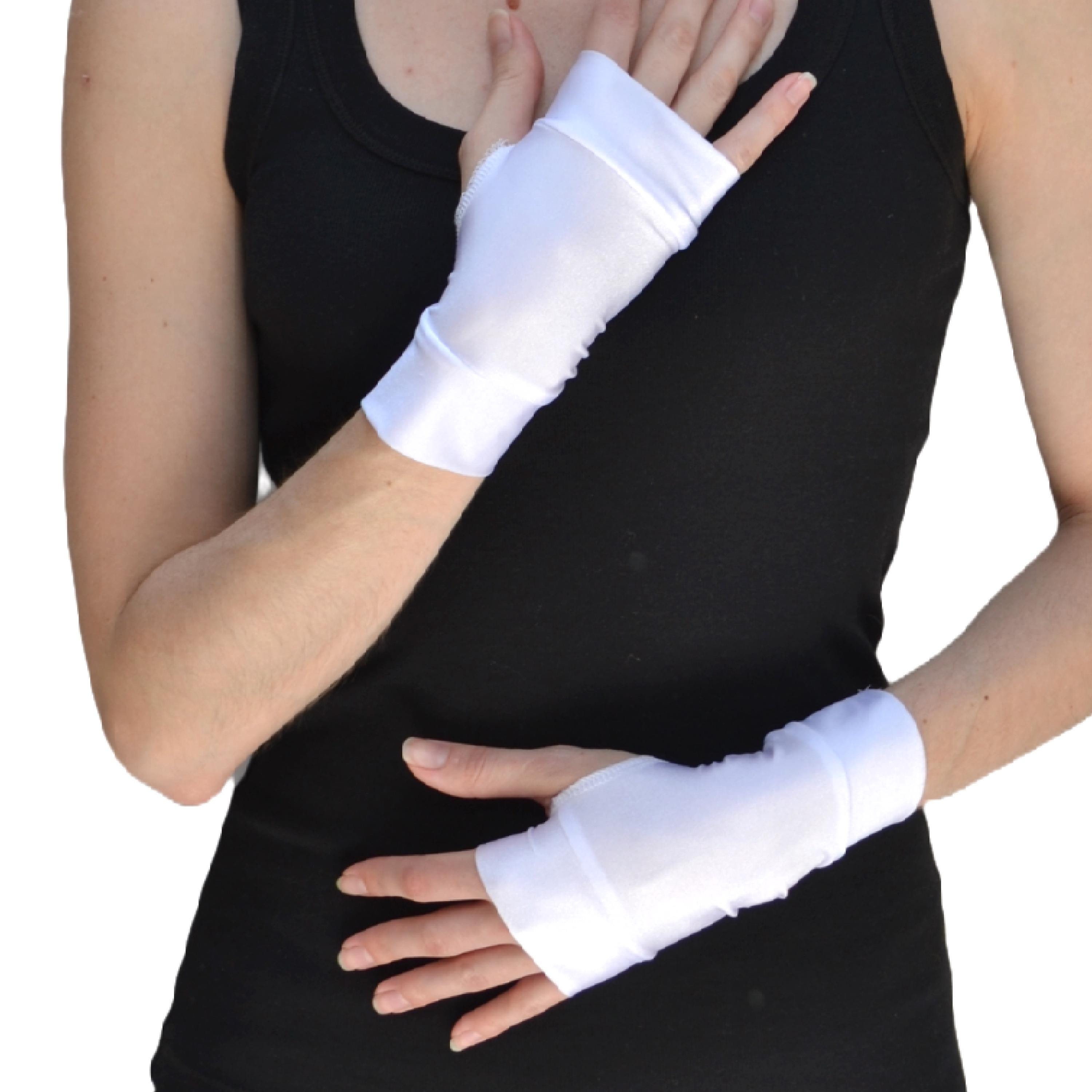 Womens Pirate Costume Cosplay Gloves Pink Spandex Gloves Black Arm ...