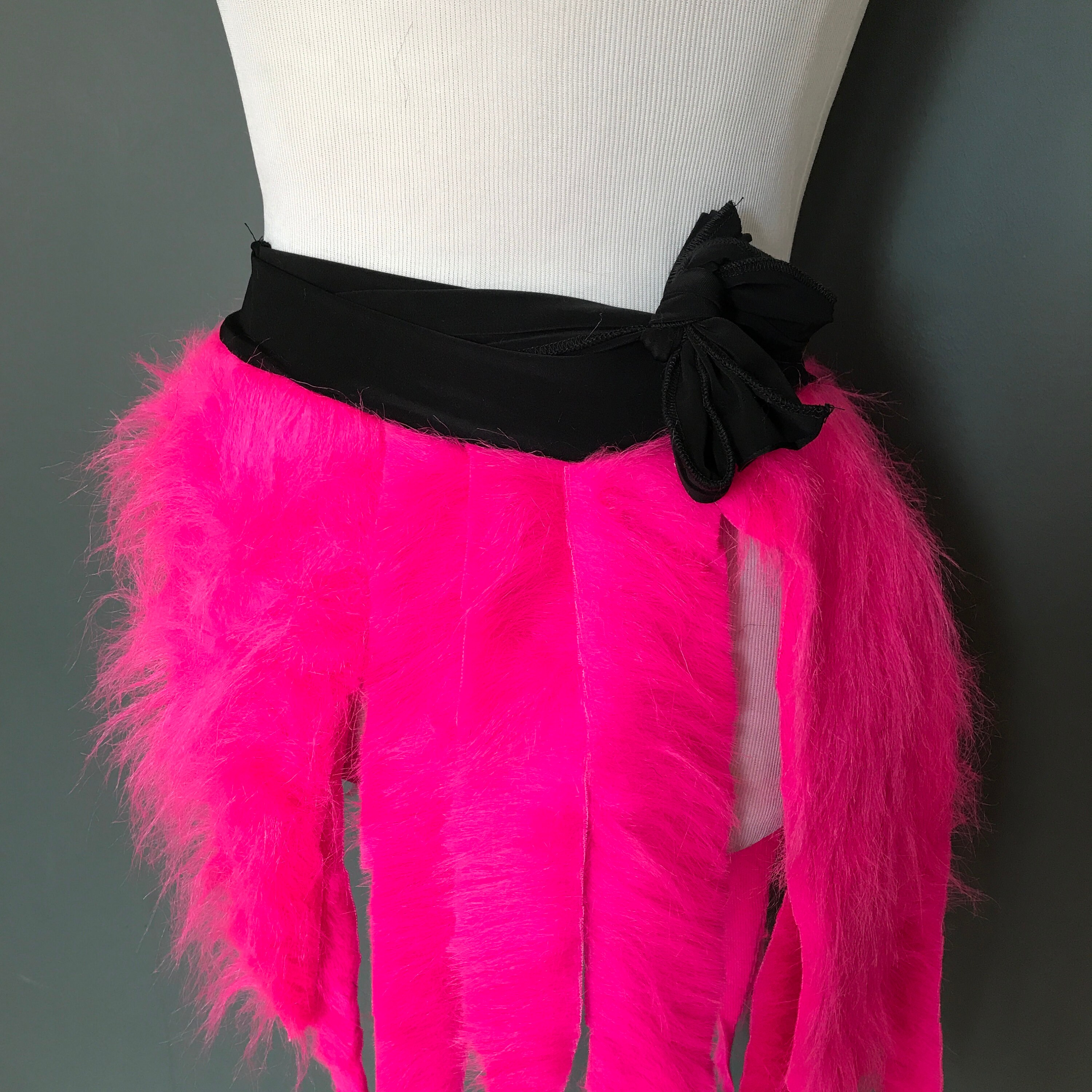 Handmade Halloween Costume Neon Hot Pink Fur Skirt Animal Outfit Fuzzy ...