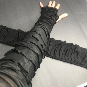 Black Mummy Arm Warmers Womens Bandage Gloves Ghost Halloween Costume Ladies Arm Covers Ruffle Arm Warmers Steampunk Gothic TRIXY XCHANGE Black