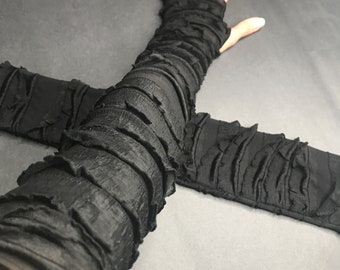 Black Mummy Arm Warmers Womens Bandage Gloves Ghost Halloween Costume Ladies Arm Covers Ruffle Arm Warmers Steampunk Gothic - TRIXY XCHANGE