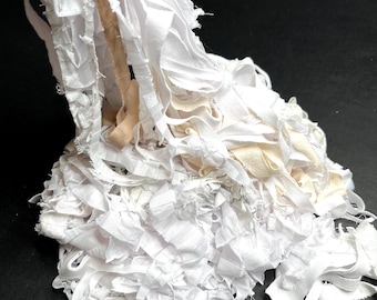Handmade Mummy Costume Halloween Fabric 1/2 Lb Pound Bundle Lot White Ruffle Fringe Cosplay Rave Skirt Arm Band Cuff Bandage - TRIXY XCHANGE