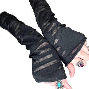 Womens Mummy Gloves Scary Halloween Costume Black Arm Sleeves Zombie Girl Arm Socks Bandage Arm Covers Lace Up Strappy Horror TRIXY XCHANGE