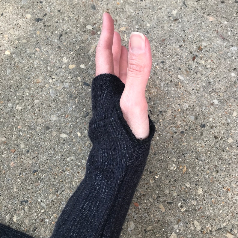 Handmade White Arm Warmers Sweater Knit Gloves Ribbed Wrist Cuffs Sun UV Arm Sleeves Arthritis Typing Compression Gloves 90s TRIXY XCHANGE image 8