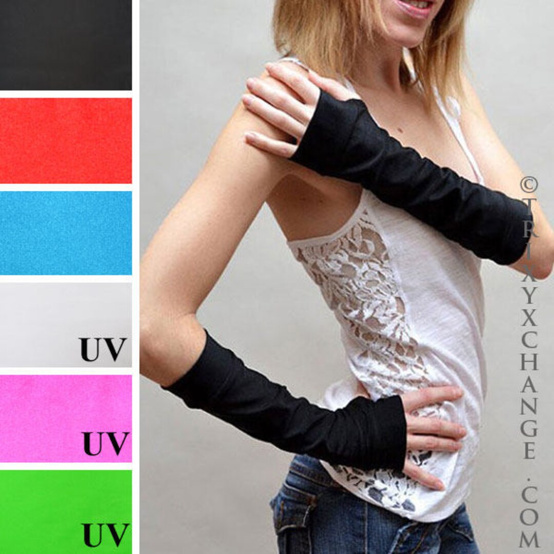 Black Costume Gloves Super Hero Costume Cosplay Arm Warmers Mens Fingerless Gloves Green Gloves