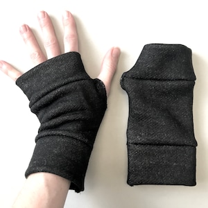 Black Arm Sleeves Mens Fingerless Gloves Fleece Hand Warmers Wrist Length Gloves Gothic Arm Socks Indoor Office Gloves Texting TRIXY XCHANGE