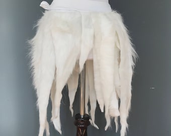 White Fur Skirt Womens Animal Christmas Costume White Fringe Skirt Polar Bear Costume White Cat Outfit Fursuit Clothing - TRIXY XCHANGE