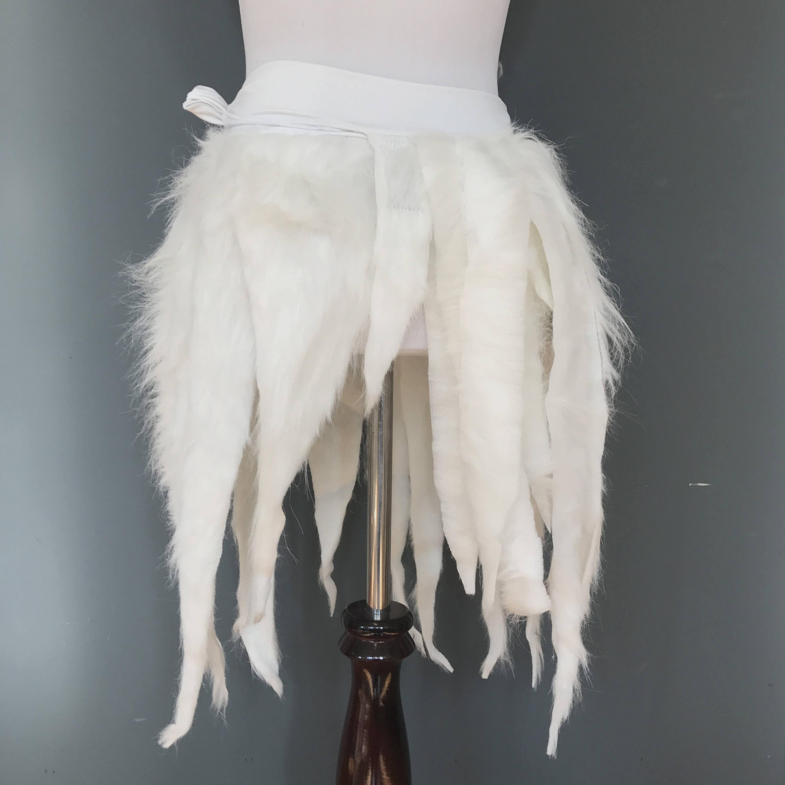 White Fur Skirt Womens Animal Christmas Costume White Fringe Skirt