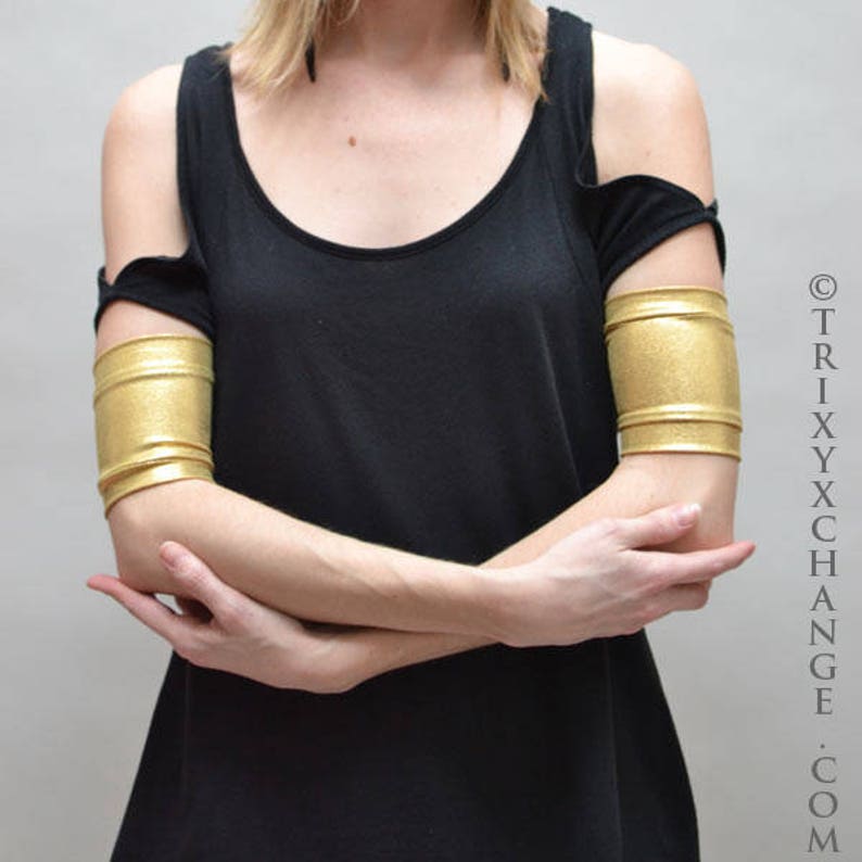 TRIXY XCHANGE Gold Arm Bands Metallic Arm Cuffs Spandex Ties Etsy