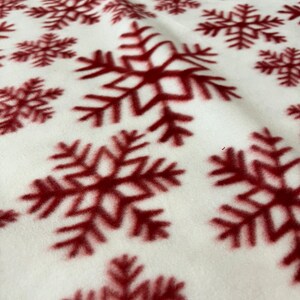 1.25 Yards Fleece Fabric Red Snowflakes White Anti-pill Christmas ...