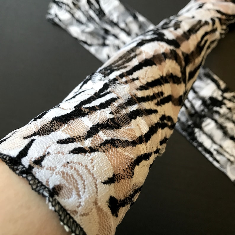 Black Lace Gloves Long Arm Warmers Covers Steampunk Cosplay Costume Gothic Wedding Goth Outfit Gloves with Finger Loops - TRIXY XCHANGE image 9