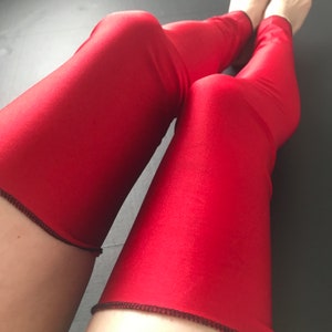 Cosplay Costume Red Knee Socks Spandex Leg Warmers Rave Stockings Over the Knee Nylons Wet Look Thigh Highs Burlesque Psy - TRIXY XCHANGE