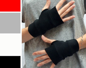 Cosplay Gloves Short Black Gloves Red Arm Cuffs White Hand Warmers Ninja Gloves Handmade Gloves Gray Wrist Cuffs Arm Sleeves - TRIXY XCHANGE