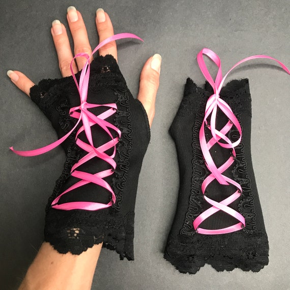 Steampunk Armwärmer Mit Schnürung – Fingerlose Handschuhe Für Damen, Gr. 15 Zoll