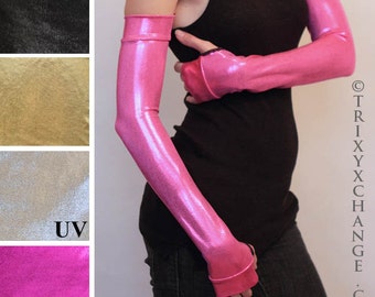 Long Pink Arm Warmers Stretchy Fingerless Gloves Long Pink Gloves Pink Elbow Length Gloves Cosplay Costume Gloves Anime - TRIXY XCHANGE