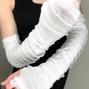 Black Mummy Arm Warmers Womens Bandage Gloves Ghost Halloween Costume Ladies Arm Covers Ruffle Arm Warmers Steampunk Gothic TRIXY XCHANGE White