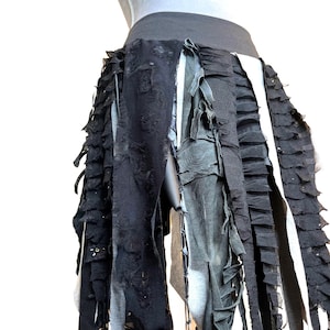 Black Mummy Skirt Size Small Medium Gray Ghost Outfit Halloween Costume Fringe Bandage Tube Top Mermaid Squid Sea Creature Goth Bride Sequin