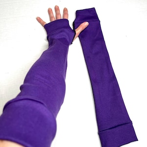 Damen Lila Baumwolle Armwärmer Gerippt Strick Ekzem Handschuhe Psoriasis Arm Abdeckungen Fahren Arm Socken Fibromyalgie Kleidung Schwarz TRIXY XCHANGE