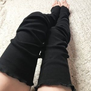 Black Thigh Highs Black Leg Warmers Thigh High Legwarmers Over the Knee Socks Cotton Stockings Winter Boot Socks Leggings - Trixy Xchange