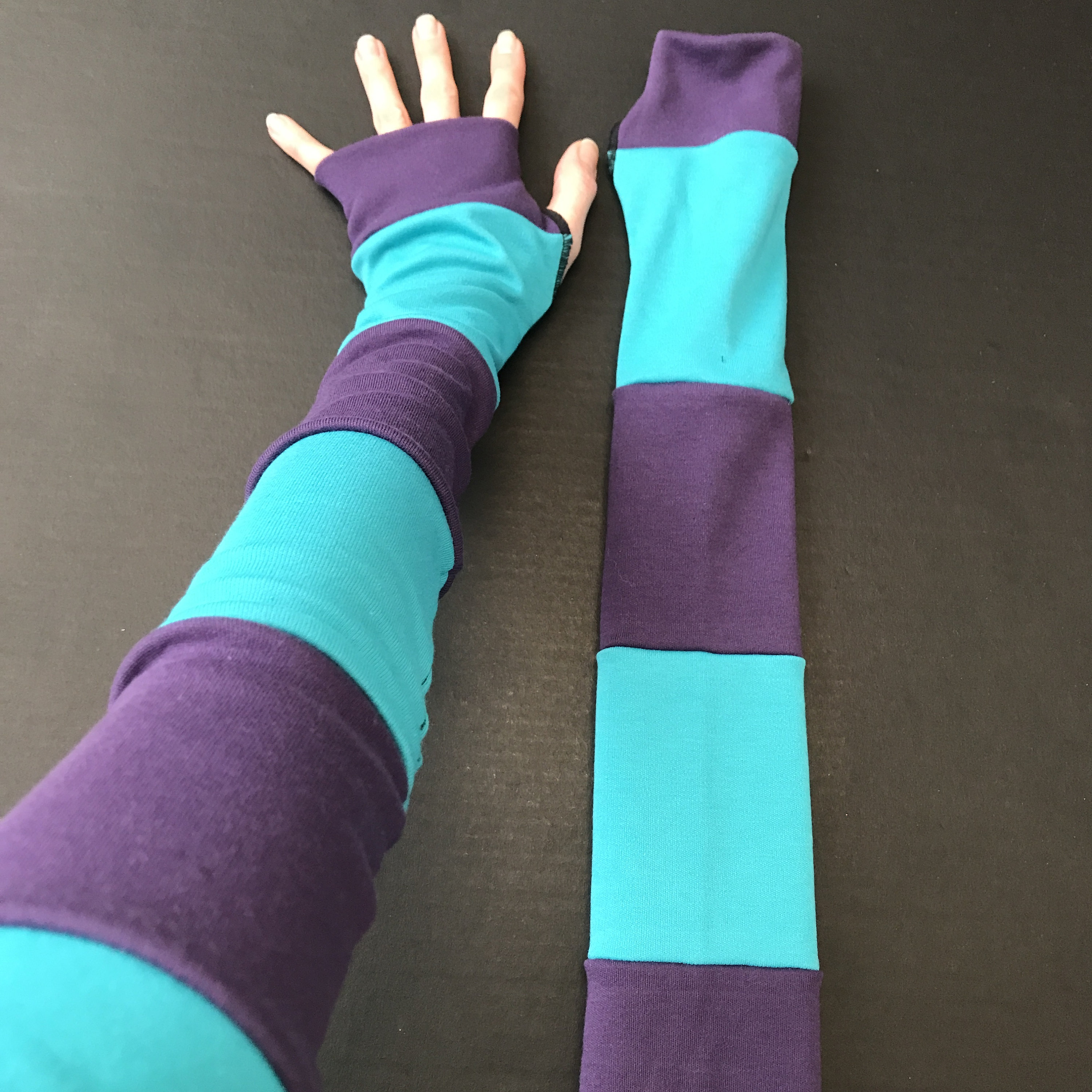 Y2k Striped Arm Warmers Long Fingerless Knitted Gloves Punk