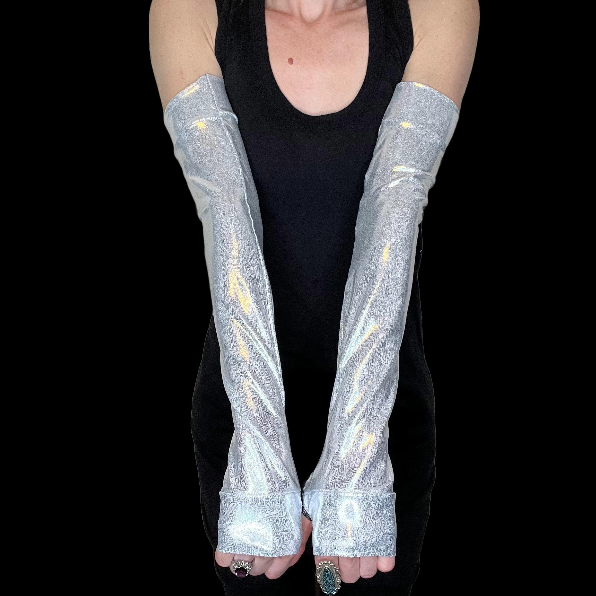 2 Paar Halloween Handschuhe & Strümpfe Set – Langarm, Mit Gruseligem Rot-weiß-Muster