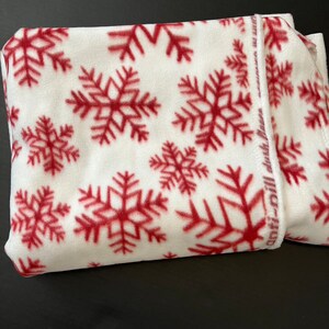 1.25 Yards Fleece Fabric Red Snowflakes White Anti-pill Christmas ...