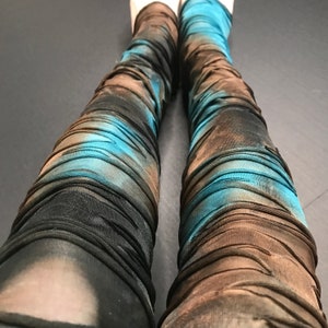 Womens Mummy Socks Bandage Leg Warmers Blue Lace Up Leg Covers Otk Knee Socks Halloween Costume Over the Knee Brown Tie Dye TRIXY XCHANGE image 4