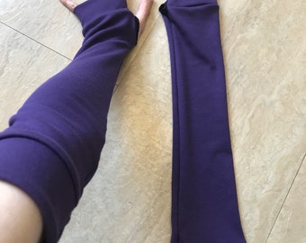Handmade Purple Armwarmers with Finger Holes Cotton Blend Arm Warmers Hand Covers Cybergoth Accessories Femboy Gloves Sleeves TRIXY XCHANGE