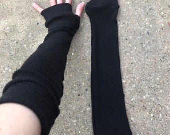 Long Black Sweater Arm Warmers Soft Fingerless Gloves Knit Armwarmers Compression Sleeves Balletcore 90s Driving Covers Warm - TRIXY XCHANGE