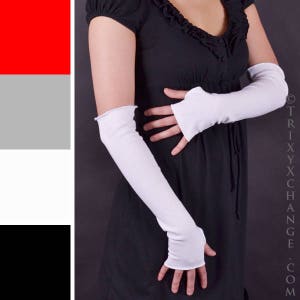 White Fingerless Gloves White Arm Warmers Long Cotton Armwarmers White Arm Socks Layered Arm Covers White Arm Sleeves Sweater TRIXY XCHANGE White