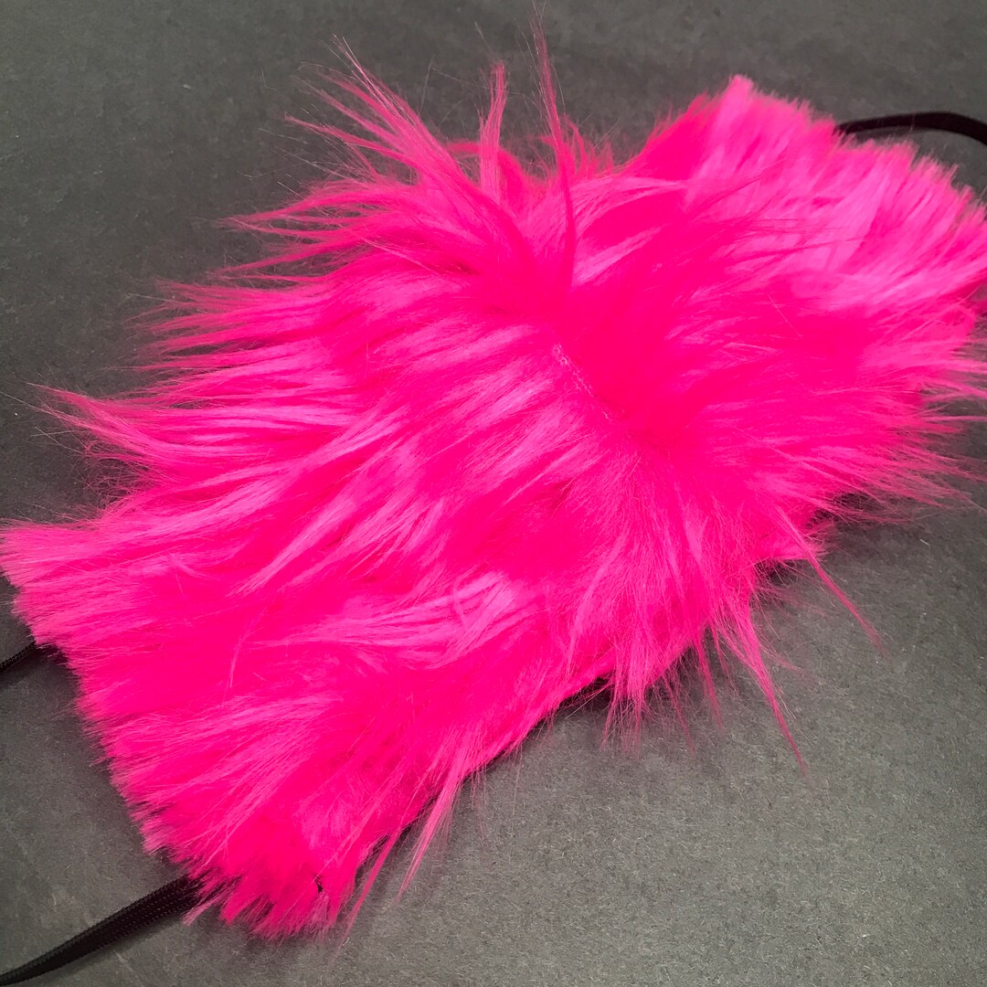 Neon Pink Monster Fur Face Mask Adult Halloween Costume Dog Outfit Cat ...