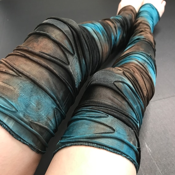 Womens Mummy Socks Bandage Leg Warmers Blue Lace up Leg Covers Otk