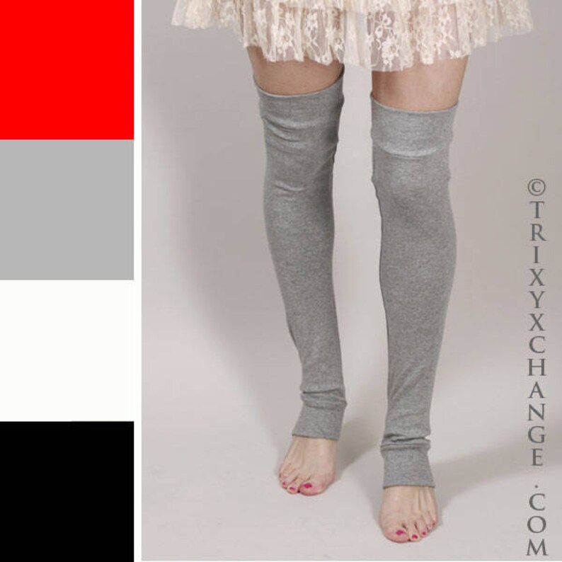 TRIXY XCHANGE Long Grey Leg Warmers Gray Cotton Leggings Etsy