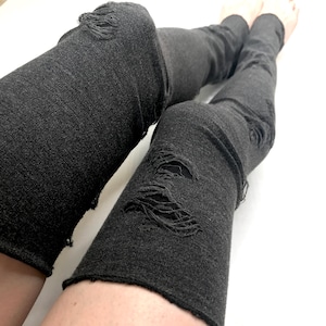 Mummy Knee Socks Cut Out Leg Warmers Gray Zombie Leg Covers Cosplay Shredded Pants Halloween Costume Cyber Goth Alternative - TRIXY XCHANGE