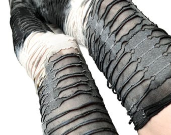 Womens Horror Costume Zombie Socks Torn Leggings Gray Mummy Knee Socks Wrap Up Leg Warmers Black Covers Bandage Thigh Highs - TRIXY XCHANGE