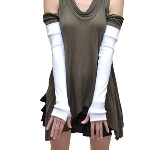 Long White Arm Warmers White Fingerless Gloves White Arm Covers White Armwarmers Warm Cotton Grey Elbow Length Sleeves Warm - TRIXY XCHANGE