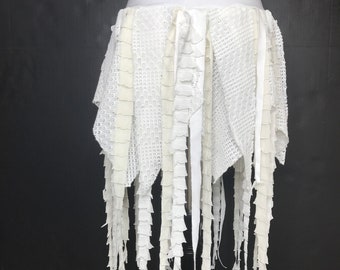 White Mummy Skirt Size Small Medium Large XL Ghost Halloween Costume Fringe Bandage Wrap Top Mermaid Squid Sea Creature Dead Bride Outfit