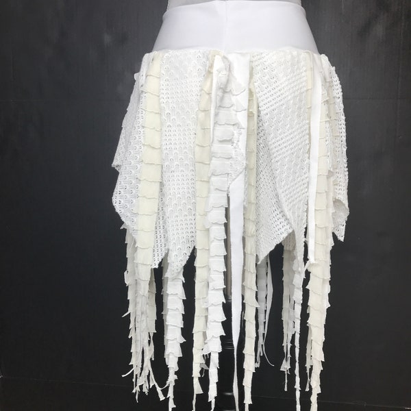 White Mummy Skirt Size Small Medium Large XL Ghost Halloween Costume Fringe Bandage Wrap Top Mermaid Squid Sea Creature Dead Bride Outfit