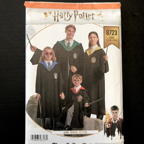 Simplicity Sewing Pattern 8723 Harry Potter Costume Adult Cape with Hood Childrens Robe Teens Halloween Shirt Tie XS S M L Xl TRIXY XCHANGE