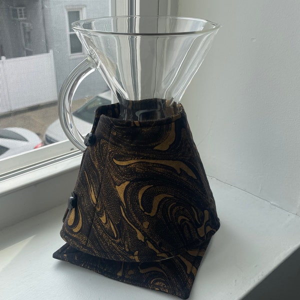 Chemex Coffee Cozy- 6 & 8 Cup - Mid Century Modern and Retro Coffee Pattern Fabric