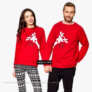 Boyfriend and girlfriend matching christmas jumpers sales