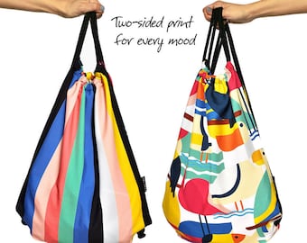 Drawstring Bag, Flamingo Bag, Beach Bag, Colorful Bag, Holiday Bag, Kids Backpack, Print Bag, Beach Accessory, Summer Bag, Sports Bag, Kids