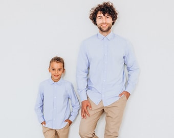 Father And Son Shirts, Daddy And Me Matching Shirts, Gift Husband, Blue Button Down Shirts, Special Occasion, Fathers Day Gift, Twinning