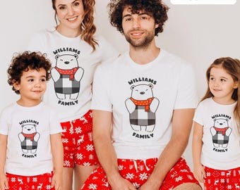 Matching Christmas Pajamas Family Holiday Custom Pajamas Christmas Pjs For Family Short Christmas Pajamas Gift For Her Winter Bear Jammies