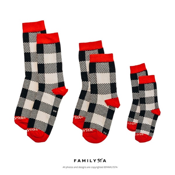 Family Plaid Socks, Matching Socks, Unique Family Gift For Family, Family Stockings, Stocking Stuffer,Mother Daughter Partner Look Socks